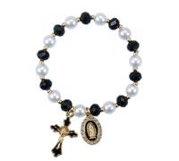 Yecomsy Virgin Mary Bead Bracelet Multi-Color Inspiration Cross Stretchy Bracelet Religious Jewelry for Women, S, Acrylic, no gemstone