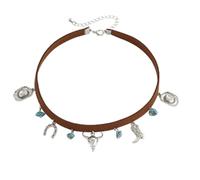 Yecomsy Western Turquoise Leather Choker Necklace Boho Western Collar Necklace Cowgirl Country Outfits Jewelry Accessories, Leather, No Gemstone