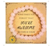 Yecomsy You're Awesome Sunflower Bracelet Natural Stone Beads Bracelet Turquoise Amethysts Gemstone Sunflower Stretch Bracelet with Meaningful Card Inspirational Jewelry for Women Men, S, Metal, no