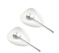 Yedadone CS04 4-Piece White Ceramic & Stainless Steel Coffee Spoon Rest & Spoon Set