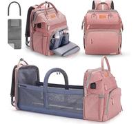 Yedaoiu Baby Diaper Backpack with Changing Mat, Multi-Functional Nappy Bag with Stroller Straps & Pacifier Holder, Large Travel Baby Bag for Boys Girls, Newborn Essentials, USB Port-pink||15.5in