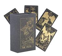 Yedaoiu Tarot Cards Deck, Gold Foil Black Gold 78 Cards, Holographic Glowing Fortune Telling Divination Game Set, Black