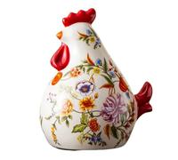 Yedaoiu Vintage Hand-Painted Ceramic Rooster Figurine, 19cm Farmhouse Country Rooster Statue, Rustic Kitchen Living Room Entryway TV Cabinet Decor, Unique Home Accent Gift-C