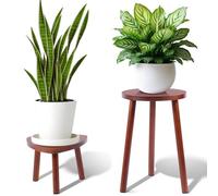 Yedcxup Plant Stand Indoor,2 Pack Single Plant Tables Indoor,Planter Stand,Multi-purpose Plant Shelf for Living Room Balcony Garden Patio Office,Walnut