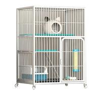 YEDECOR Large Wire Cat Cage Cat Kittens Enclosure - Cat Crate with Casters Hammock Bed Ladder, Pet Enclosure Home for Chinchillas Ferrets Kittens,White-30.7x21.7x42.1in