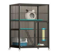 YEDECOR Large Wire Cat Cage Cat Kittens Enclosure - Cat Crate with Casters Hammock Bed Ladder, Pet Enclosure Home for Chinchillas Ferrets Kittens,Black-30.7x21.7x42.1in