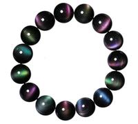 YEDECOR Obsidian Crystal Bracelet with Natural Rainbow Light, Handmade Elastic Bracelet with Round Crystal Beads for Women and Men, 14mm Bead