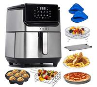 Yedi Evolution Air Fryer, 6.8 Quart, Stainless Steel, Ceramic Cooking Basket, with Deluxe Accessory Kit and Recipe Book