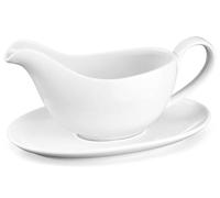 Yedio 18 oz Gravy Boat with Saucer, Large White Ceramic Gravy Boat for Thanksgiving Christmas, Boat and Tray for Turkey Beef Sauce, Salad Dressing, Creamer, Milk, Broth,Microwave and Dishwasher Safe