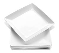 Yedio Porcelain Square Dinner Plates, 10.75 Inch Square Serving Plate for Steak, Pasta, Salad, Snacks, Pizza, Appetizer Plates, Set of 6, White
