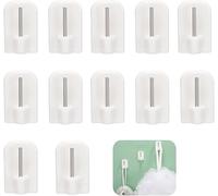 YEDJFFIYO 12 PCS Self Adhesive Curtain Hooks, Plastic Net CurtainRod Self Adhesive Hooks, Plastic Sticky End Window Hook Pendant Door Back Hook for Bathroom, Bedroom, Kitchen