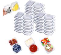 YEDJFFIYO 15 Sets Reusable Snack Pack Containers, Double Compartment Snack Containers with Lids, Thickened and Portable Sauce Condiment and Dip Containers for Picnic, To-Go Sauce, Work Lunch