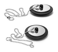 YEDJFFIYO 2 PCS Universal Bath Plug, Kitchen Sink Plug with 40CM Stainless Steel Chain, Bath Plug Replacement, Bathroom Sink Plug Replacement, Drain Stopper for Bathroom Kitchen