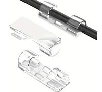 YEDJFFIYO 20pcs Transparent Strong Cable Clips with Self-Adhesive, Cable Organisers, Cable Management, Electric Wire Organiser, Plastic Cable Organiser Clip for Securing Cables