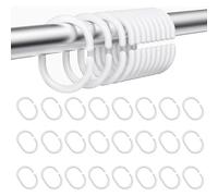 YEDJFFIYO 24 PCS Plastic Shower Curtain Hooks, C-Shaped Rings, Shower Curtain Rings for Bathroom & Window Rod(White)