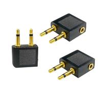 YEDJFFIYO 3PCS Airline Airplane Flight Adapters for Headphones, Gold Plated 3.5mm Male to 3.5mm Female Stereo Jack Headphone Adapter, Dual Plug Audio Converter for Travel