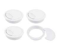 YEDJFFIYO 4-Pack White Desk Grommet - 60mm Cable Management Hole Cover for Wires & Cords, Durable Plastic PC Computer Wire Organizer for Home & Office Desks