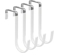 YEDJFFIYO 4 PCS Over Door Hook, Over Door Coat Hooks, Overdoor Hangers Back of Doors Hook, Sturdy Stainless Steel Hooks with Anti-Scratch Rubber Surface for Hanging Coats (White)
