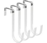 YEDJFFIYO 4 PCS Over Door Hook, Over Door Coat Hooks, Overdoor Hangers Back of Doors Hook, Sturdy Stainless Steel Hooks with Anti-Scratch Rubber Surface for Hanging Coats (White)