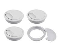 YEDJFFIYO 4Pcs White Desk Grommet - 60mm Cable Management Hole Cover for Wires & Cords, Durable Plastic PC Computer Wire Organizer for Home & Office Desks