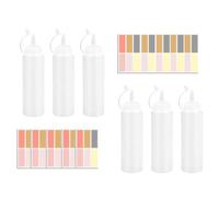 YEDJFFIYO 6 Pcs Sauce Bottle, 500ml Kitchen Squeeze Bottles, Condiment Bottle, Heat-Resistant Plastic Liquid Seasoning Bottles