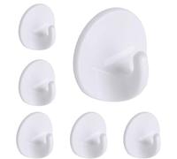YEDJFFIYO 6 PCS Self Adhesive Plastic Hooks, Seamless Wall Hooks, Heavy Duty Stick On Multi-Purpose White Hook for Kitchen, Bathroom, Office, Closet