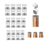 YEDJFFIYO Silicone Chair Leg Protectors, 24 Pcs Square Floor Protectors, Furniture Sliders for Protecting Hardwood Floors(3 Sizes Fit:13-38mm)