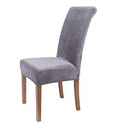YEDMY Stretch Dining Room Chair Covers Velvet Soft Washable Dining Stool Removable Chair Slipcover Seat Protector (Grey, 6)