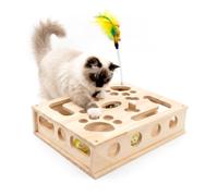Yedoler Wooden Cat Scratch Puzzle Enrichment Box,Interactive Cat Slow Feeder Maze Puzzle Toy,Durable Mental Stimulation Enrichment Toy.Relieve Boredom & Reduce Destructive Behaviors