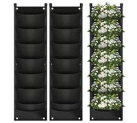 YedZen 2 Pack Hanging Plant Grow Bags, 7 Pocket Vertical Wall Flower Strawberry Planting Bag, Nonwoven Fabric Vertical Hanging Grow Bag for Vegetable Strawberry Yard Garden Home Decoration