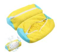 YedZen 2Pcs Shoe Washing Machine Bag, Yellow Reusable Lightweight Portable Shoe Laundry Bag with Zipper and Hook, Shoe Cleaning Bag for Washing Sneakers Tennis Trainer, Shoe Cleaner Kit