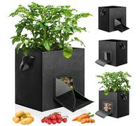 YedZen 4 Pack 12 Gallon Potato Grow Bag, Breathable Fabric Potato Planting Bag with Handles&Window Flap, Home Garden Growing Bags Tomato for Potato, Tomato, Carrot, Vegetables, Fruits, Strawberry