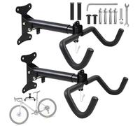 YedZen Bike Wall Mount, Adjustable Distance Bicycle Wall Mounted with Helmet Hook and Anti-Slip Padded, Foldable Bike Rack, Bikes Hanger for Garage Indoor
