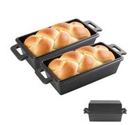 YedZen Cast Iron Dutch Oven, 32x14cm, 2lb Loaf Tin with Lid, Even Heat Black Baking Pan, Oven Bread Tins for Rectangle Bread Making, Cake, Sandwich, Grilling