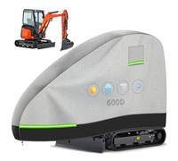 YedZen MiNi Excavator Cover, 600D Heavy Duty PU Waterproof with 2Pcs 5m Buckle Straps, Zipper, Reflective Strip, Vent Window, Bottom Clasps, Drawstring, Windproof UV Resistant Rain Dust for 800-1600kg