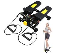 YedZen Steppers for Exercise, Mini Stair Stepper with Resistance Band ＆ LCD Monitor with 330lbs Weight Capacity, Portable Home Workout Hydraulic Stepper Machine Equipment for Full Body Fitness
