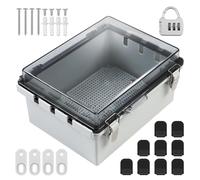 YedZen Waterproof IP66 Junction Box, 220x170x110mm Transparent ABS Plastic Electrical Box Shell, Electrical Project Enclosure with Hinged Clear Cover, Mounting Plate and Wall Bracket