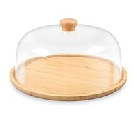 YedZen Wood Cake Stand with Acrylic Dome Lid, 11inch Round Wooden Cake Plate with Clear Cover and Wood Handle, Cake Stand with Dome Lid Display Platter for Snack Tray Party Picnic Wedding Birthday