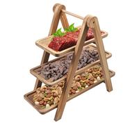 YedZen Wooden 3 Tier Cake Stand, Foldable Tiered Cupcake Stand with Removable Trays, 3 Tier Serving Tray, Wood Display Stand for Serving Food, Dessert Display Tray for Birthday Party Wedding Picnic