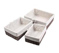 YedZen Woven Storage Basket, 3 Sizes Hand Wicker Basket, Natural Paper Rope Storage Basket with Metal Frame＆Cotton Lining, Organiser Hamper for Bathroom, Toilet, Makeup, Shelves, Cosmetic, Toy, Brown