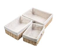 YedZen Woven Storage Basket, 3 Sizes Hand Wicker Basket, Natural Paper Rope Storage Basket with Metal Frame＆Cotton Lining, Organiser Hamper for Bathroom, Toilet, Makeup, Bedroom, Cosmetic, Toy