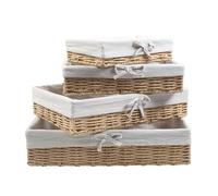 YedZen Woven Storage Basket, 4 Sizes Hand Wicker Basket, Natural Paper Rope Storage Basket with Metal Frame＆Cotton Lining, Organiser Hamper for Bathroom, Toilet, Makeup, Bedroom, Cosmetic, Toy