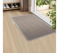 YedZne Indoor Door Mat, 43x75cm Non Slip Washable Absorbent Dirt Trapper Inside Door Mat with Rubber Backed, Khaki Entrance Rug, Floor Mats for Front Door, Entryway, Muddy Shoes, Paws, Pets