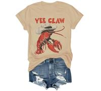 Yee Claw Lobster T-Shirt Funny Lobster Shirt Women Men Khaki