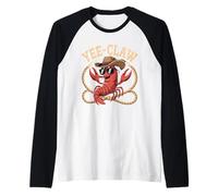 Yee Claw Western Country Cowboy Crawfish Seafood Lobster Raglan Baseball Tee