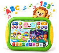 Yeeammk 5-Language Baby Learning Tablet with Easy-Grip Handles, 12M+ | Screen-free light-up play with A-Z, numbers, colours, animals, vehicles, instruments, songs, piano and interactive Q&A games.