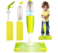 Yeeammk Kids Spray Mop Toy for Toddlers Age 3+, Real Water Sprayer with Detachable Cloth, Montessori Pretend Play Cleaning and Learning Toys Gift for Kids Girls Boys