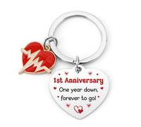 Yeeaulpa First Anniversary Keyring 1st 1 Year Paper Wedding Anniversary Present for Husband Wife Couple Boyfriend Him And Her Keychain Valentines Christmas