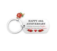 Yeeaulpa Ruby Wedding Anniversary Keyring 40th Wedding Anniversary Present for Husband Wife Couple Boyfriend Him and Her Keychain Valentines Christmas
