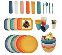 YEEBECA 67 Pieces Plastic Dinnerware Set for 6, BPA-Free Unbreakable Dinnerware Set for 6 People, The Outdoor Camping Tableware Set in 6 Colors Suitable for Family Dinners, Picnics and Camping.